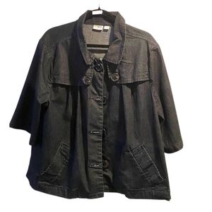 Cato Dark Rinse Denim Cropped 3/4 Sleeve Jacket, Size 18/20.